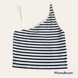 Zara striped crop top Black and White size Large